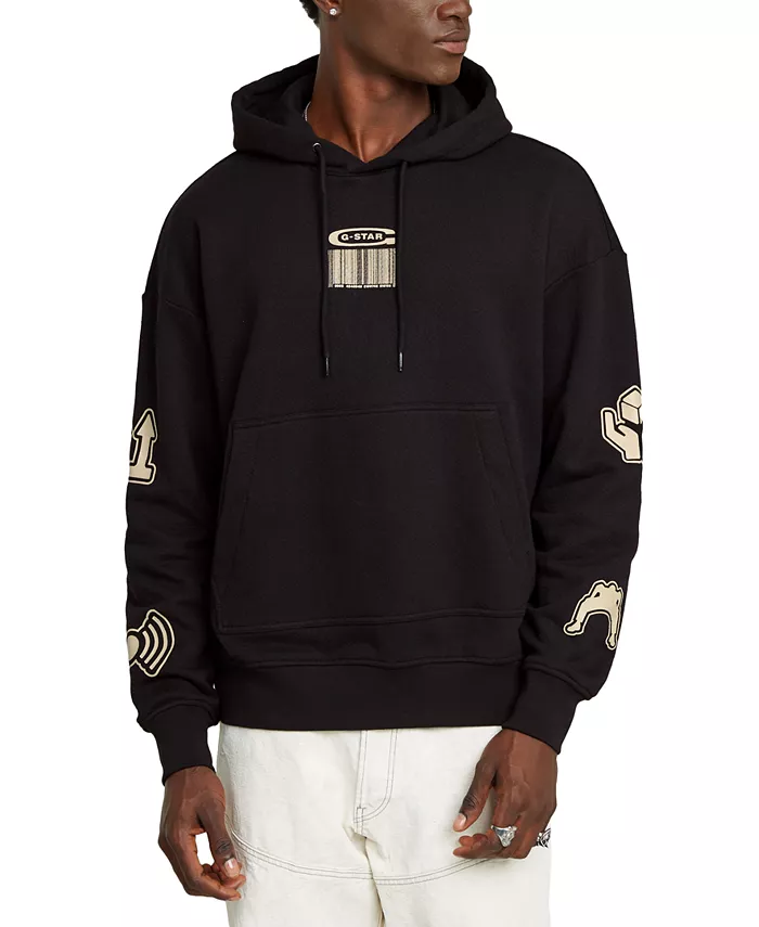 

Мужская толстовка с длинным рукавом Relaxed Fit и мульти-логотипами G-Star Raw, черный