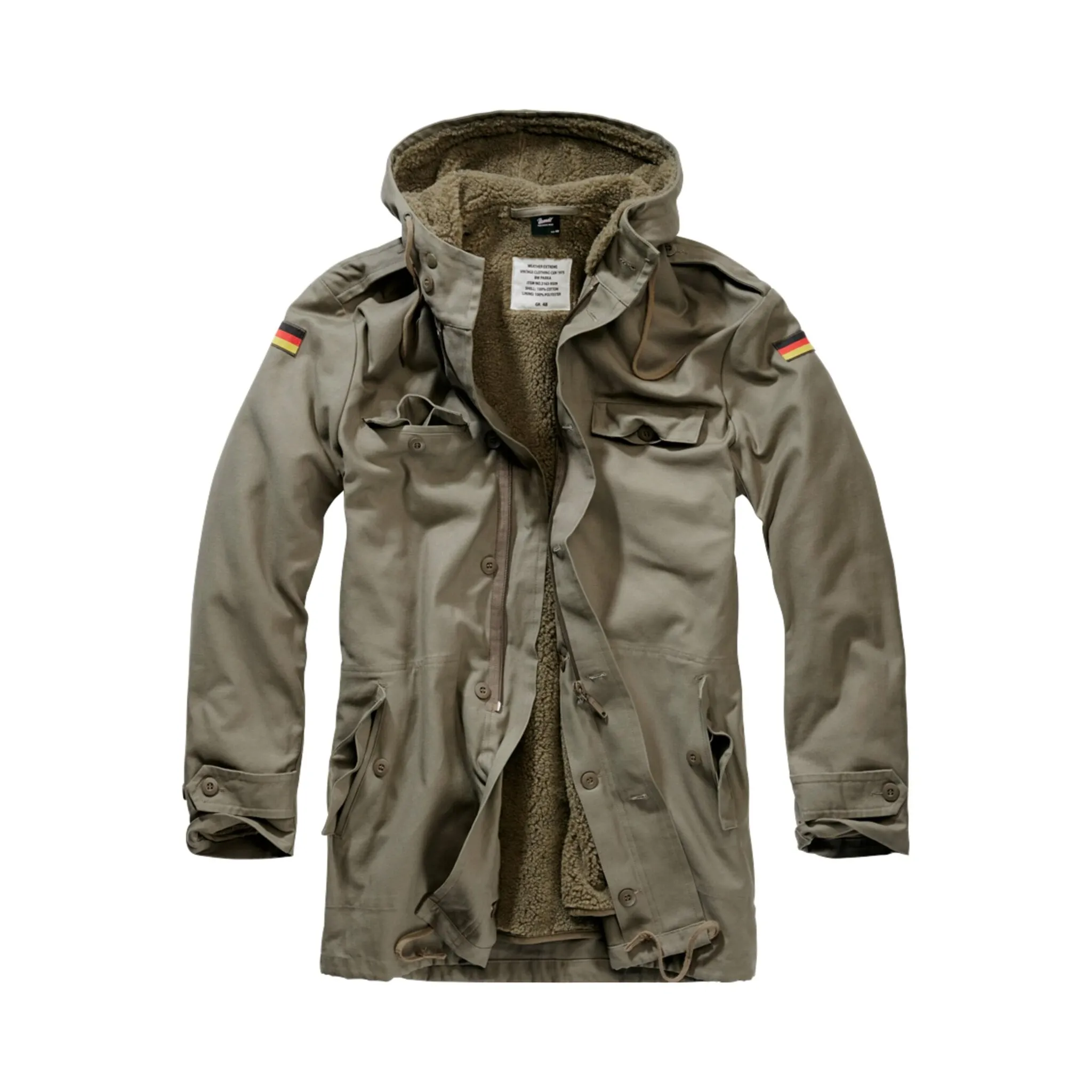 

Куртка всепогодная Brandit " Brandit Men's BW Flag Parka" (1 шт.), с капюшоном, оливковый