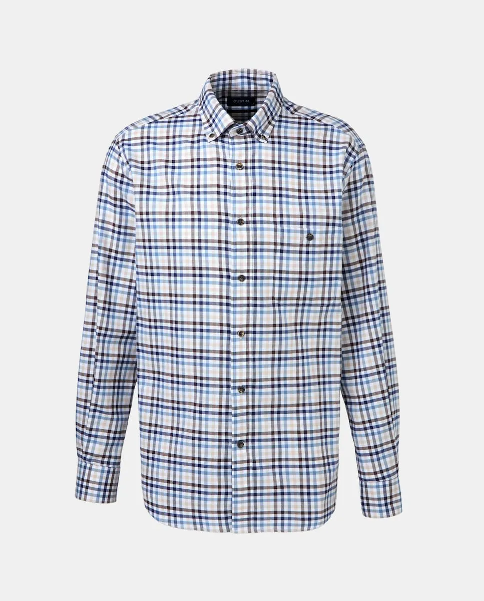 

Рубашка из ткани милль веллела в клетку виши триколор классического узора Dustin, синий