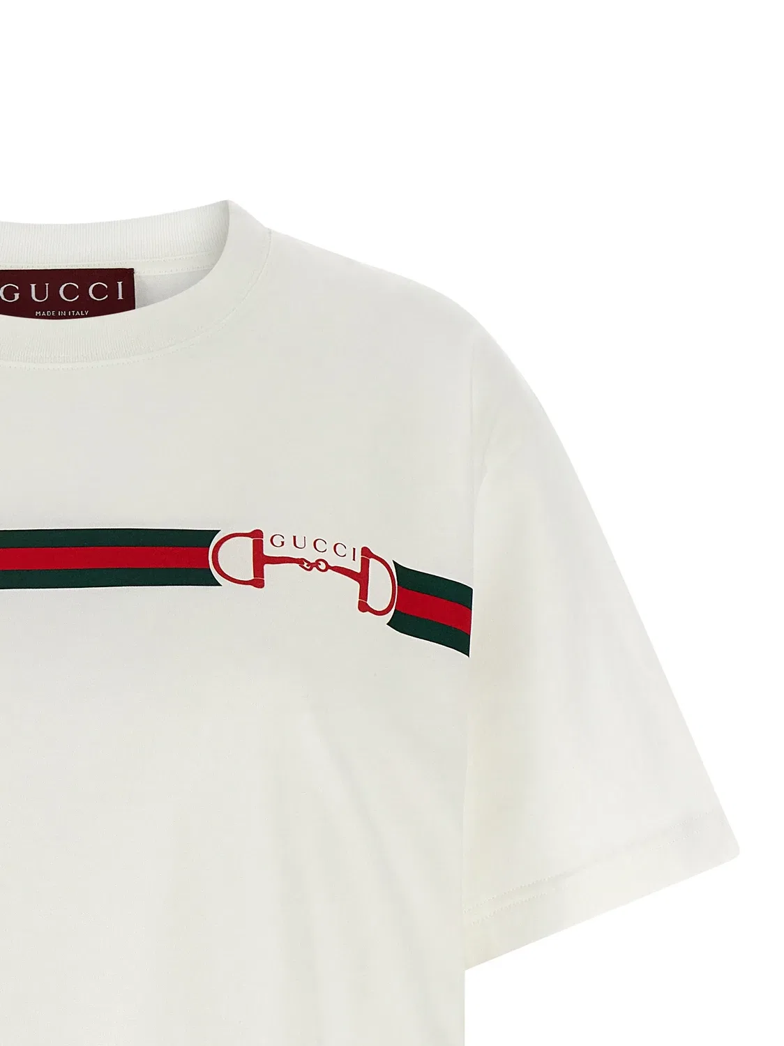 Футболка Gucci Nastro Web, классический крой, белый — фото 3