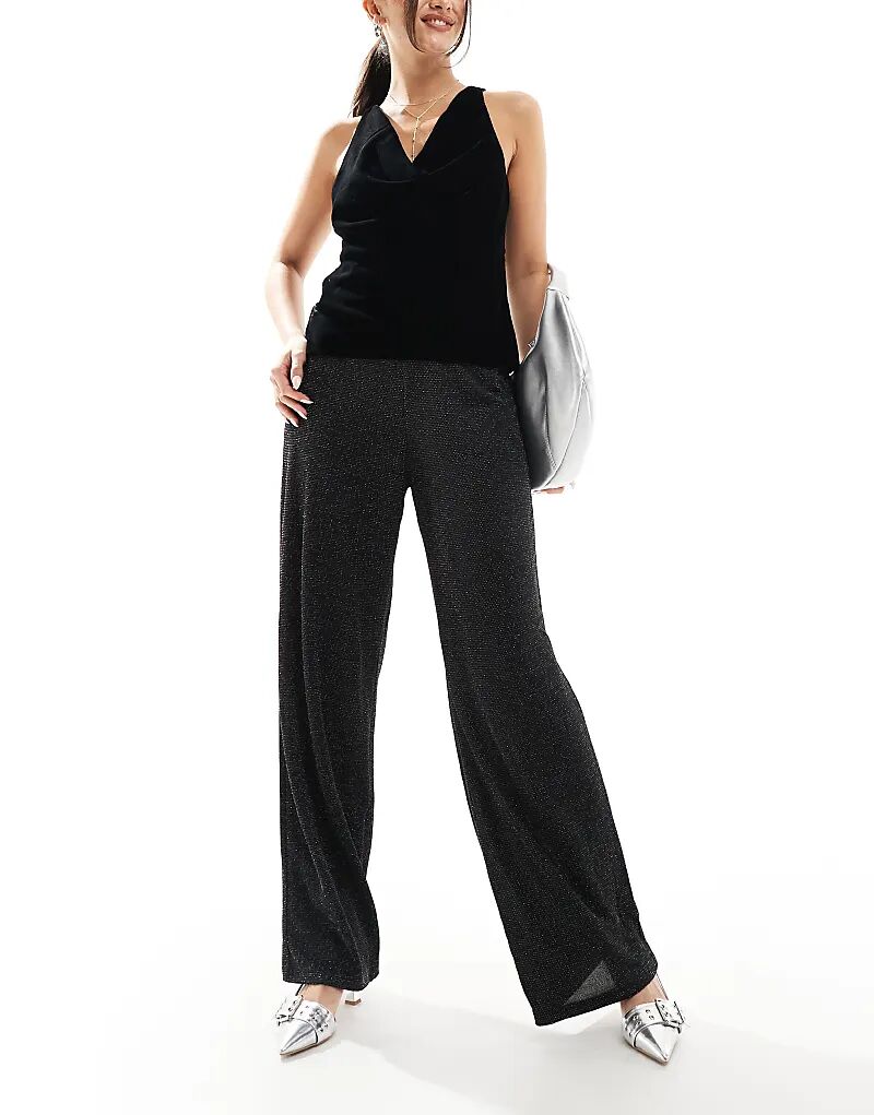 

Широкие брюки Vero Moda Mix & Match черного цвета с блестками