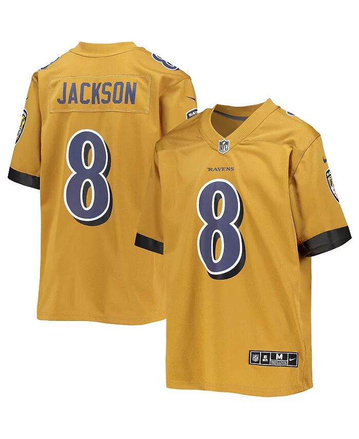 

Джерси Big Boys Lamar Jackson Gold Baltimore Ravens Inverted Team Game Nike, золотой