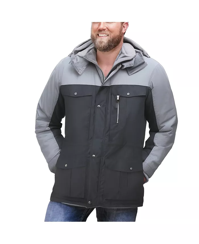 

Большая и высокая модель от KingSize парка на флисе со съемным капюшоном и 6 карманами Boulder Creek, мультиколор