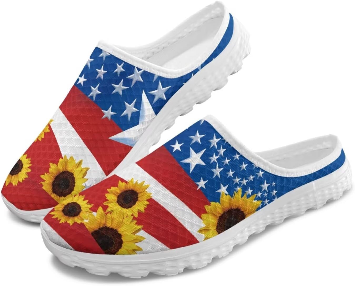 

Женские кроссовки Tomeusey Half Sport с сеткой - легкие прогулочные кроссовки с мягкой подошвой и удобной стелькой для повседневного использования, American Flag Sunflower