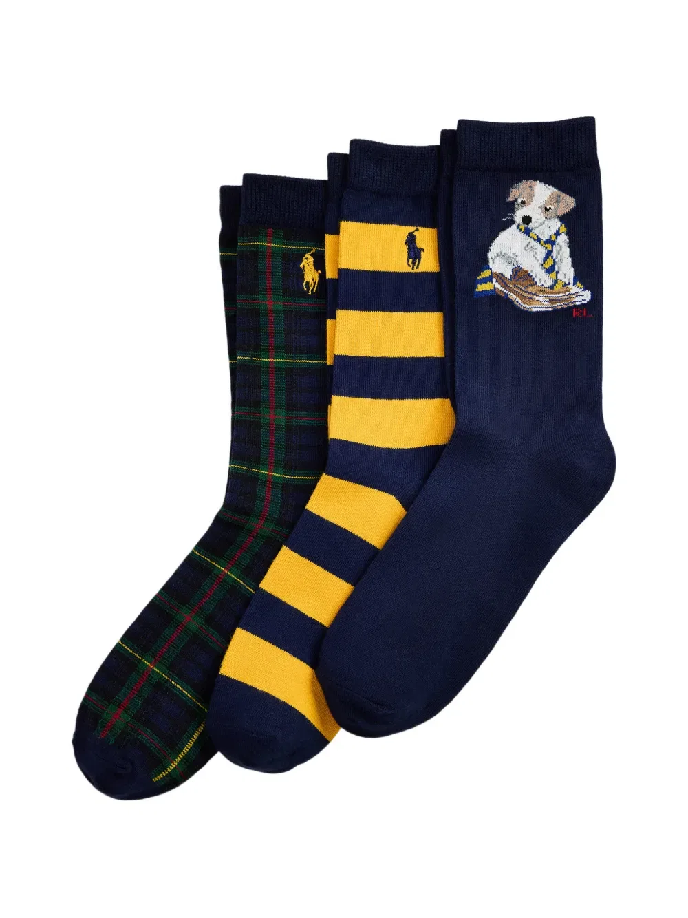 Носки, связанные в технике интарсии (комплект из трех штук) Polo Ralph Lauren Kids, синий