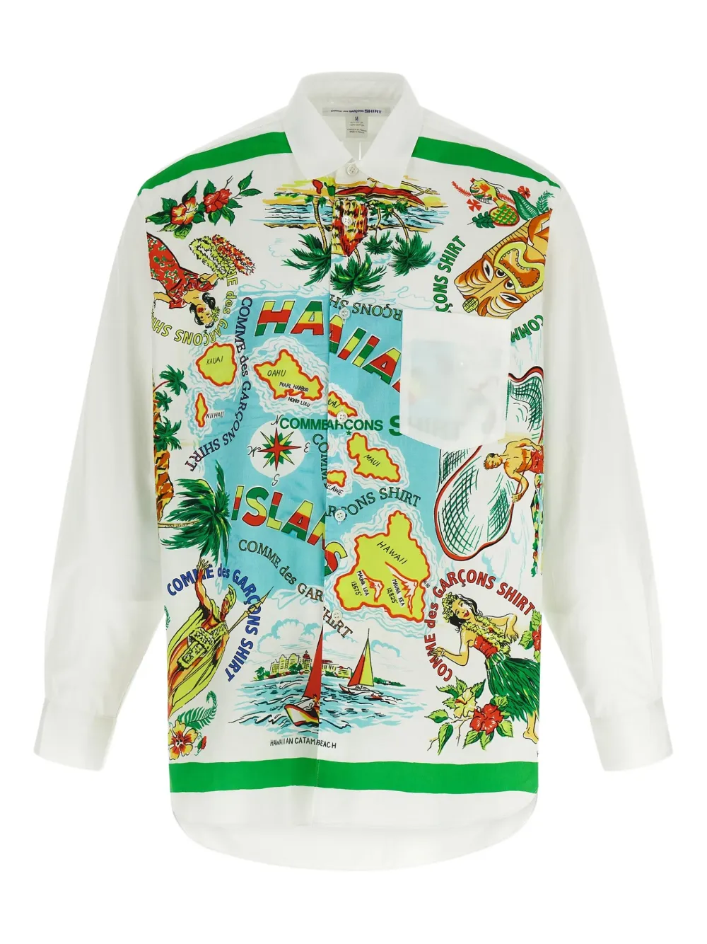 

Рубашка из поплина с островным принтом Comme Des Garçons Shirt, белый