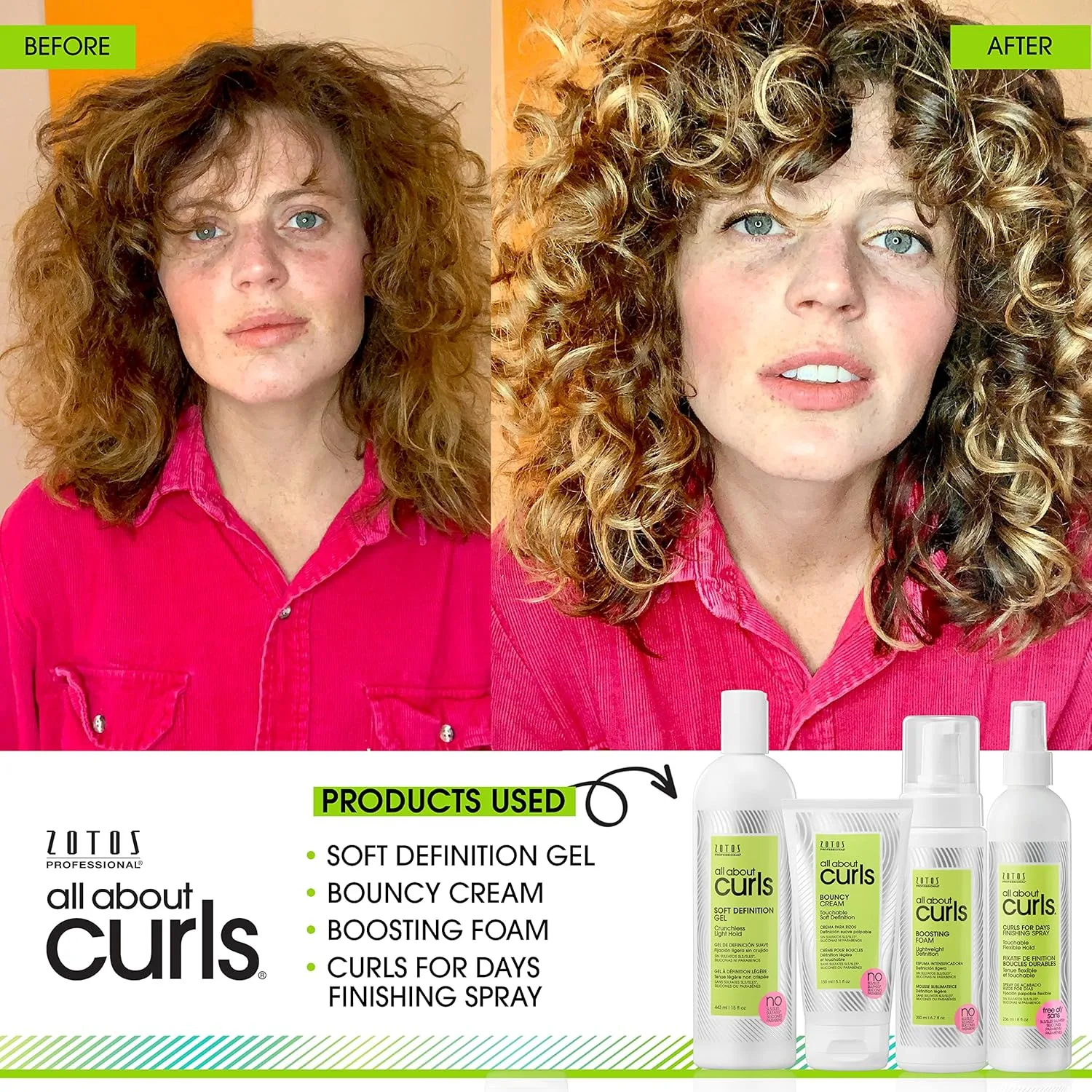 Пенка для укладки волос ALL ABOUT CURLS | Для кудрявых волос | Легкая фиксация | Придает дополнительный объем и пышность | Веганский продукт, не тестируется на животных | Без сульфатов и парабенов 198 мл и 444 мл (2 шт.) — фото 2