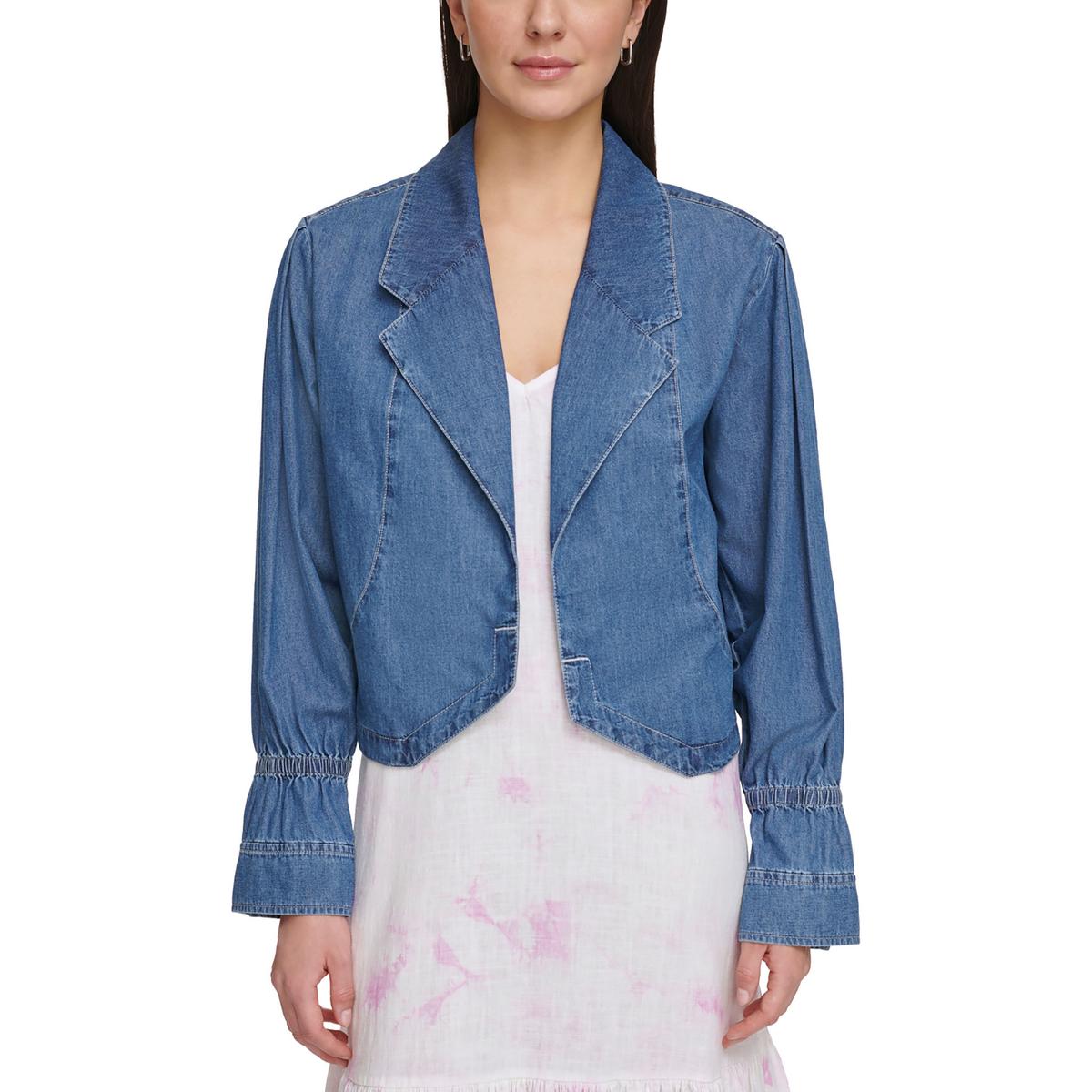 

Женский хлопковый джинсовый блейзер с открытым передом DKNY Jeans, цвет bayside