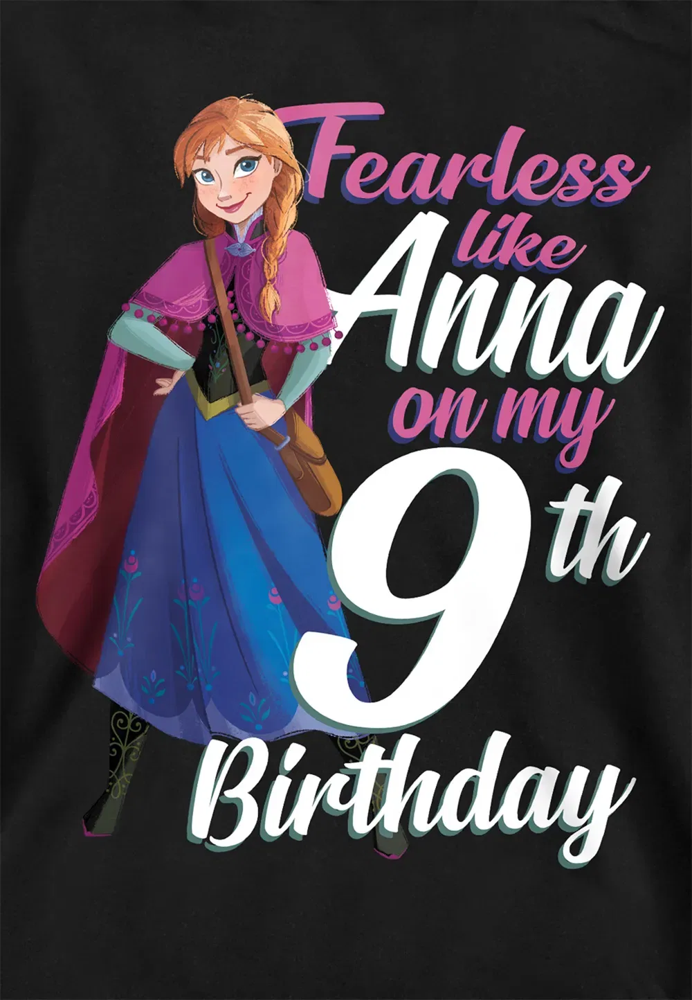 Детская худи с принтом Frozen Fearless Like Anna, Disney, черный — фото 2