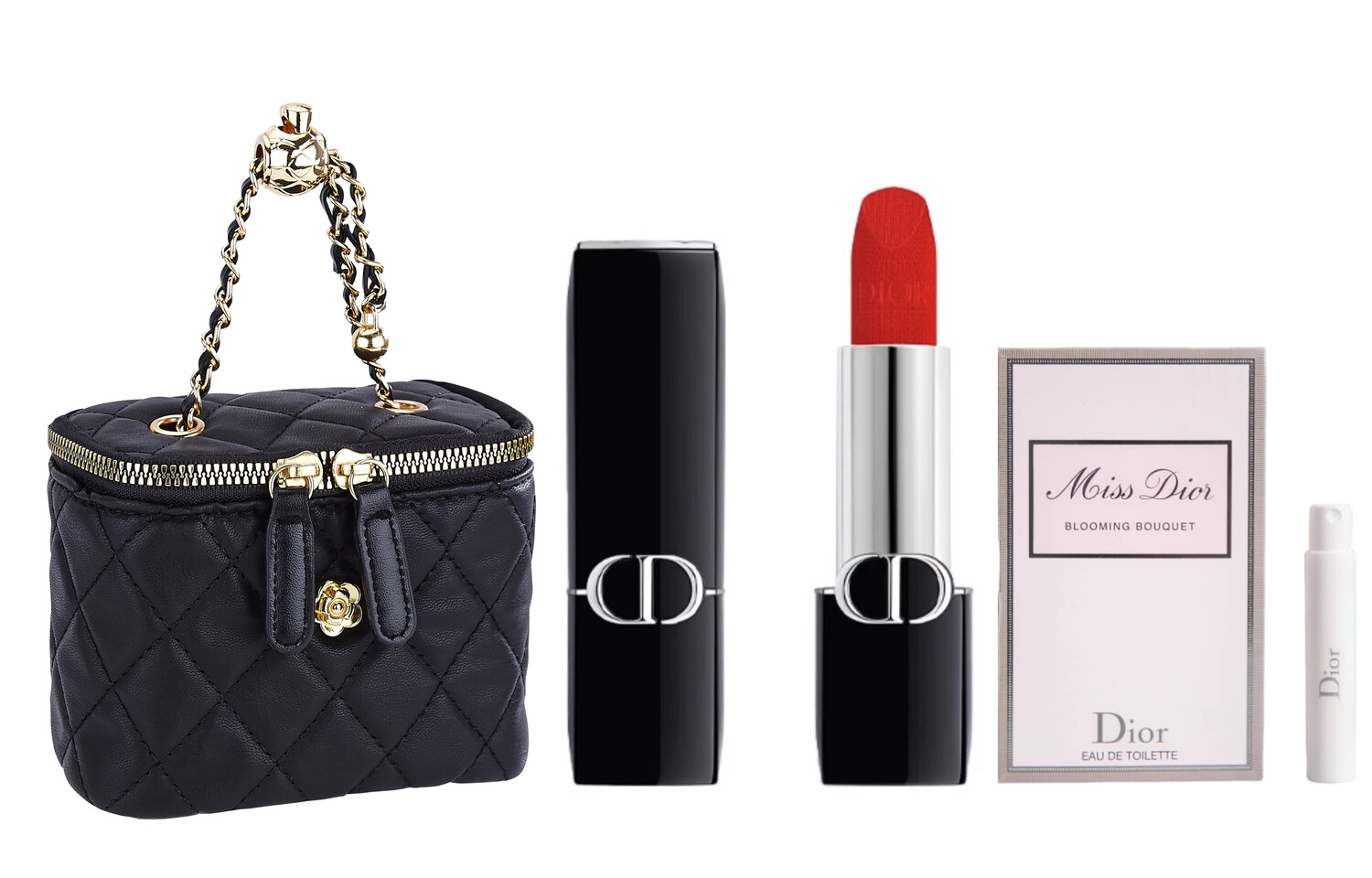 Губная помада Dior Rouge Dior Couture Velvet Lipstick 999 + мини-сумка + пробник аромата