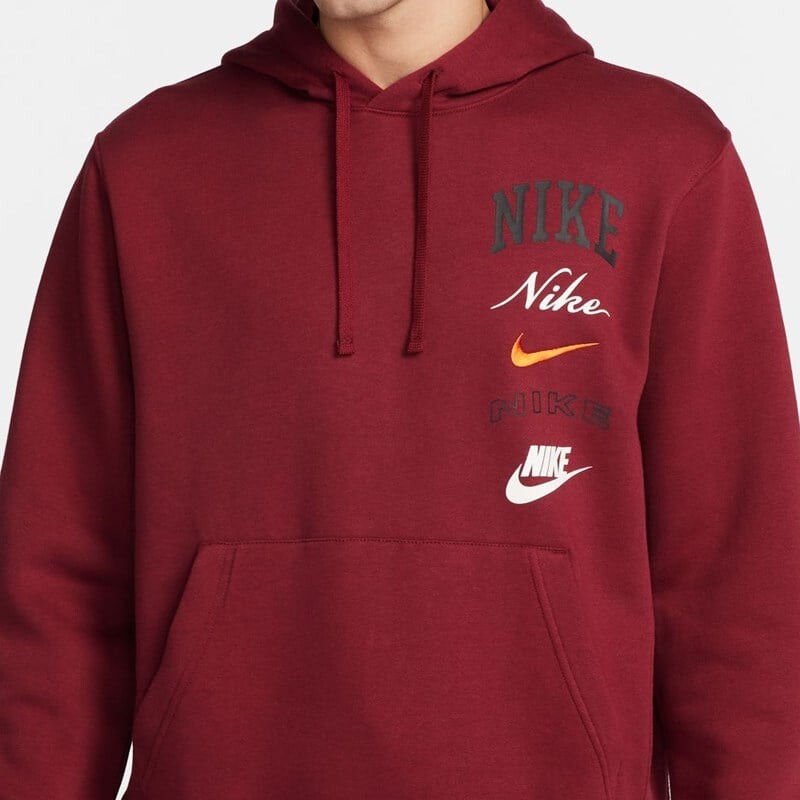 

Мужская флисовая толстовка Club с капюшоном Nike, бордовый