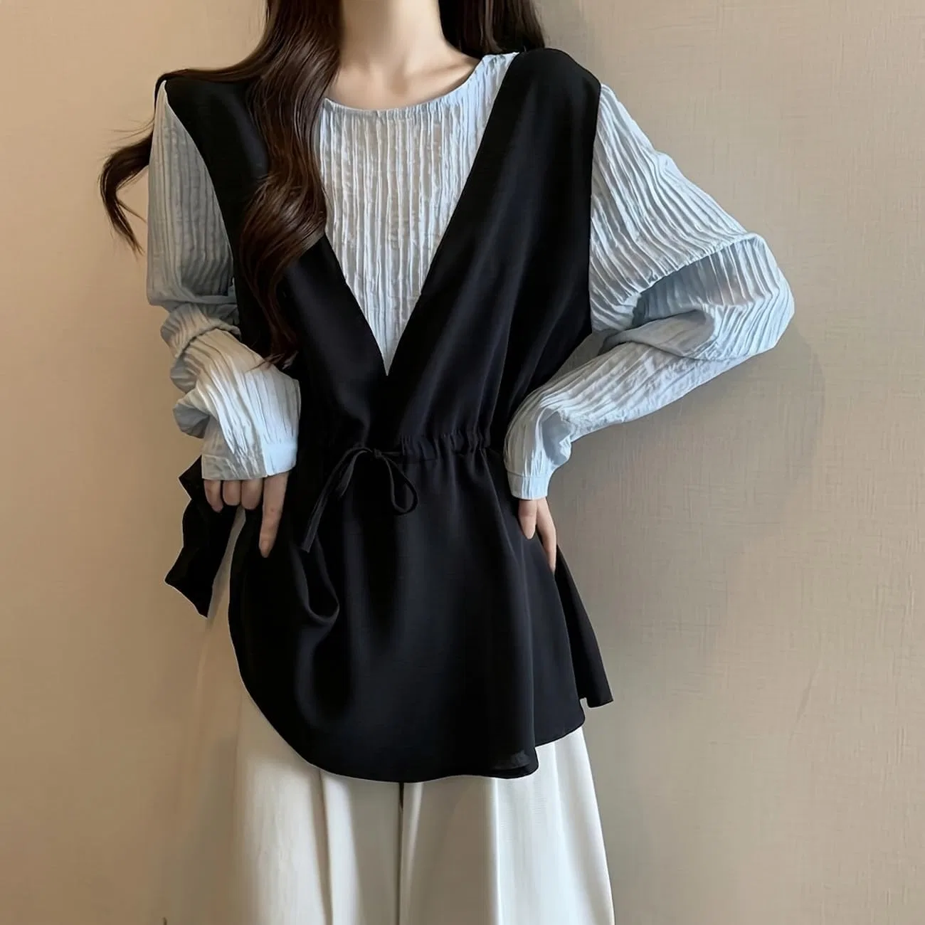 Блуза с воланами Layered Blouse, синий — фото 2
