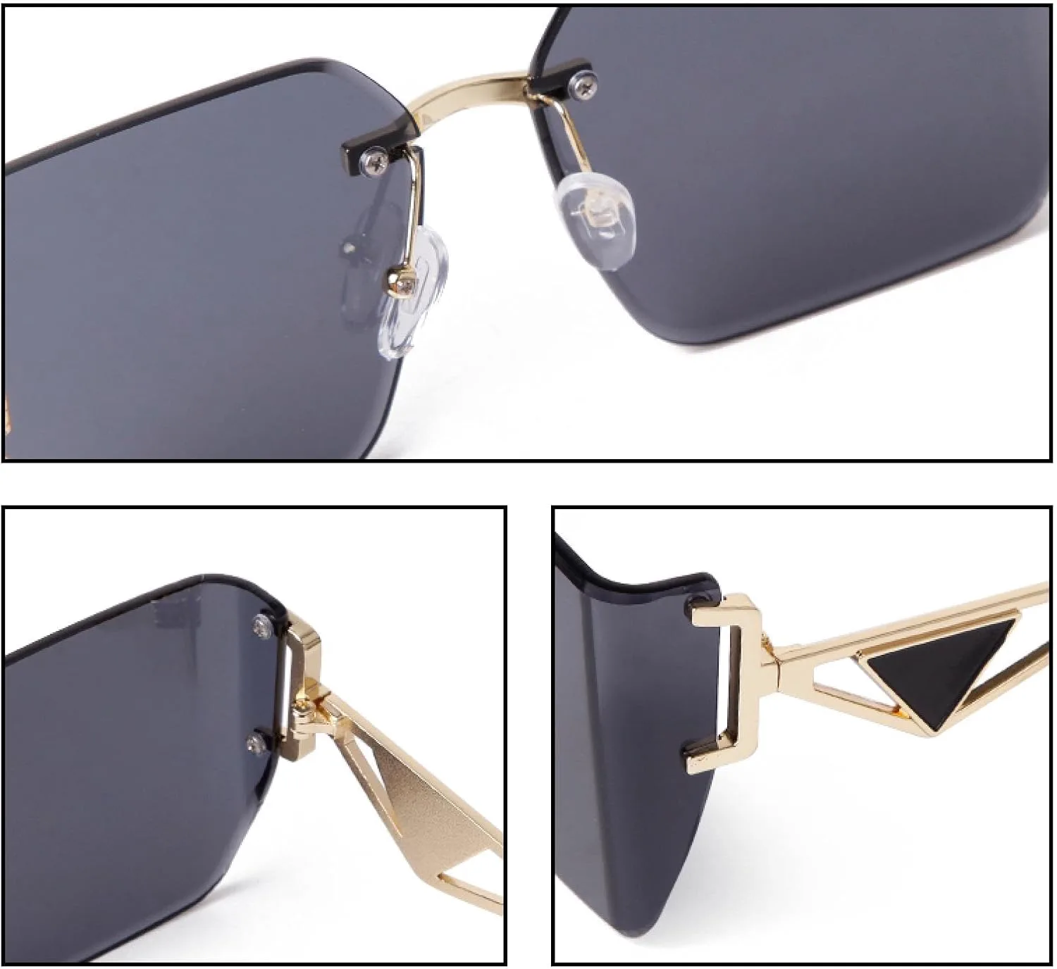 

Женские солнцезащитные очки без оправы, увеличенного размера, в винтажном стиле, с градиентными линзами, летний стиль, защита от УФ-излучения UV400 WNCKSQ, C5