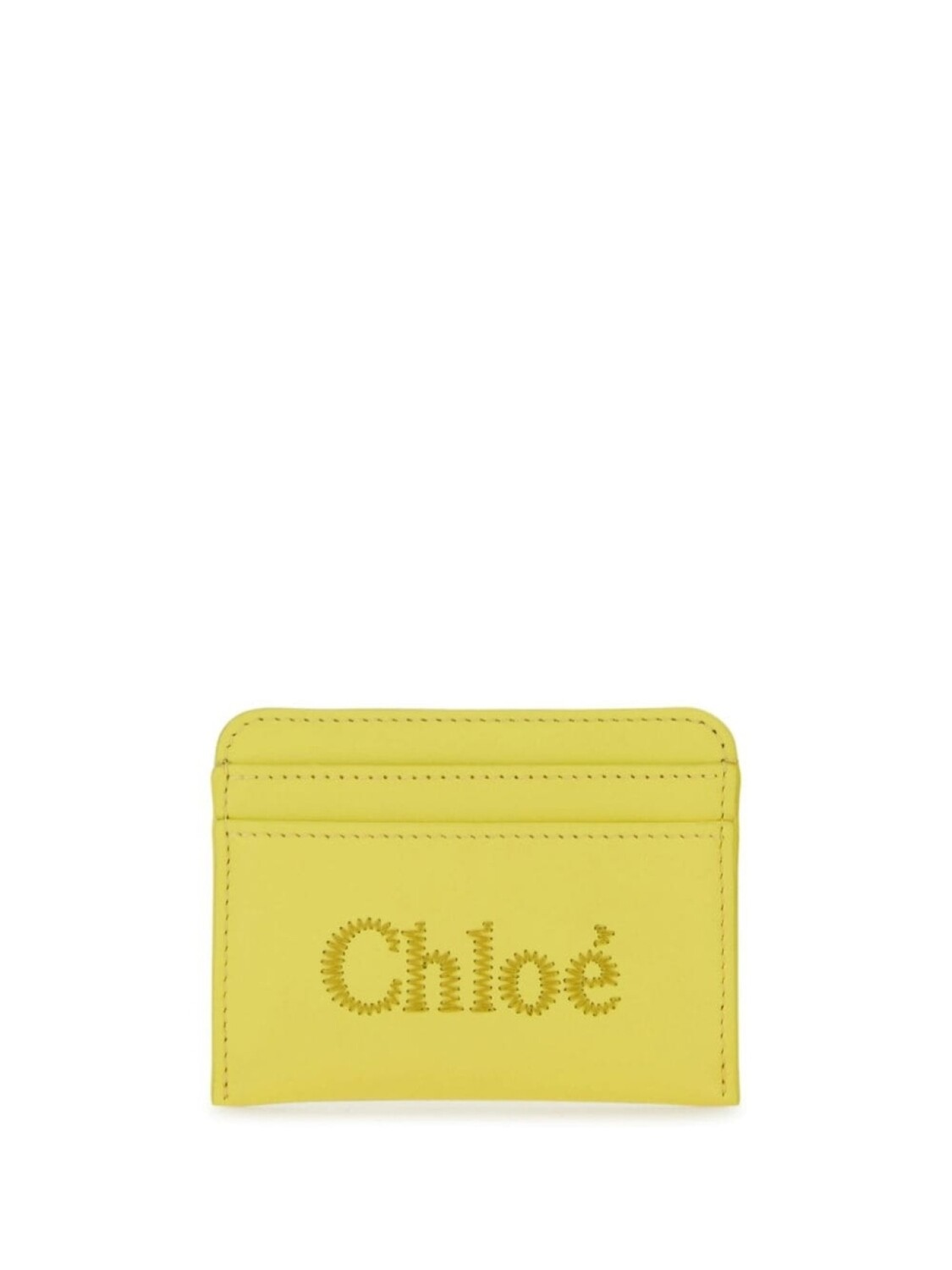 

Chloé кожаный держатель для карт с вышитым логотипом, желтый