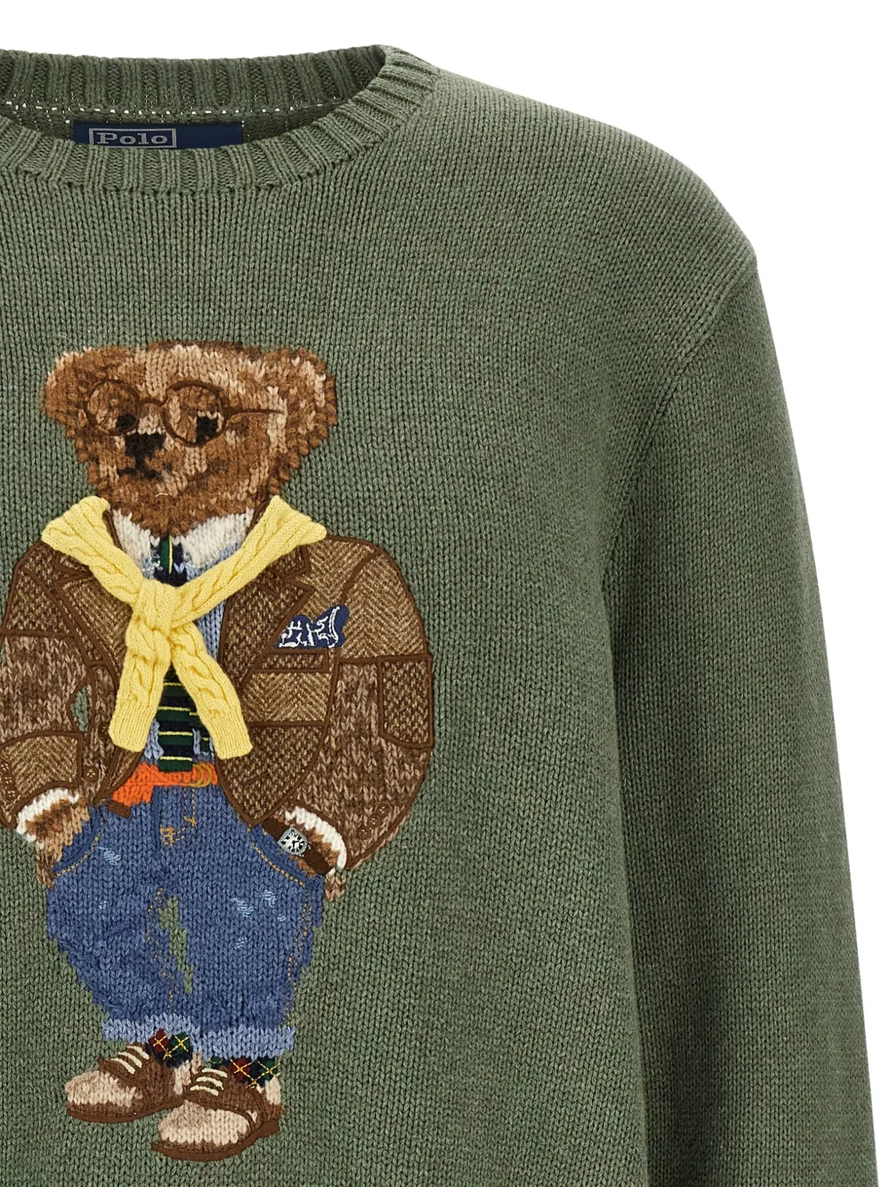 Джемпер с круглым вырезом и изображением медведя Polo Polo Ralph Lauren, зеленый — фото 4