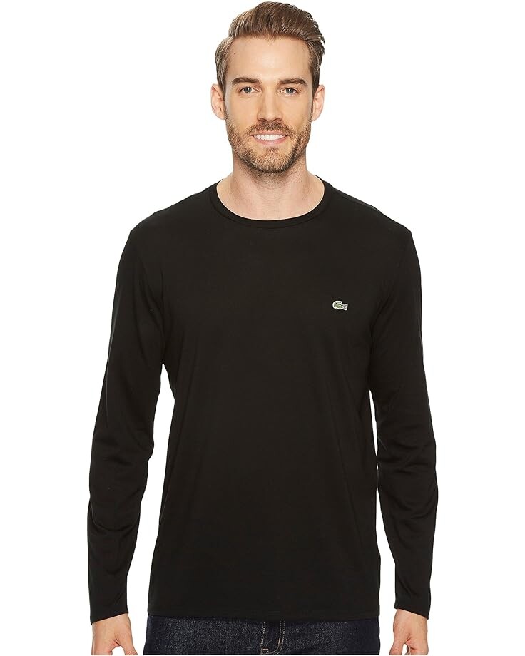 

Футболка Lacoste Long Sleeve Pima Jersey Crew Neck, черный