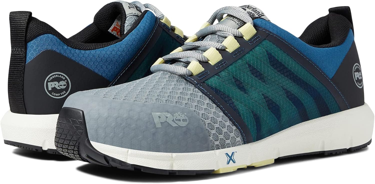 

Timberland PRO мужские защитные туфли Powertrain Alloy Toe, Grey/Blue/Yellow
