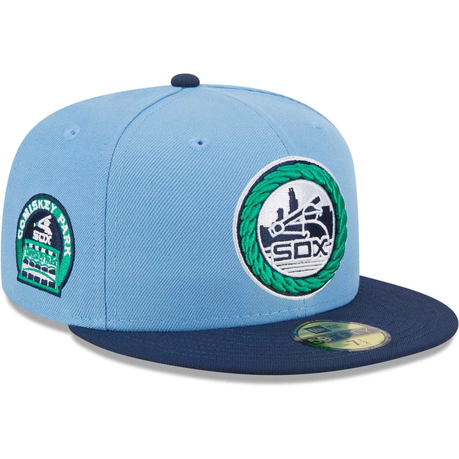 

Мужская кепка New Era светло-синяя/темно-синяя Chicago White Sox Green Undervisor 59FIFTY