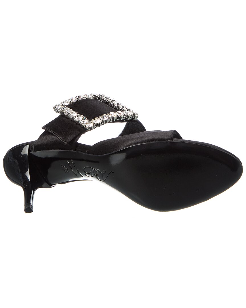 Roger Vivier Sabot Buckle Strass Satin Sandal, черный — фото 4