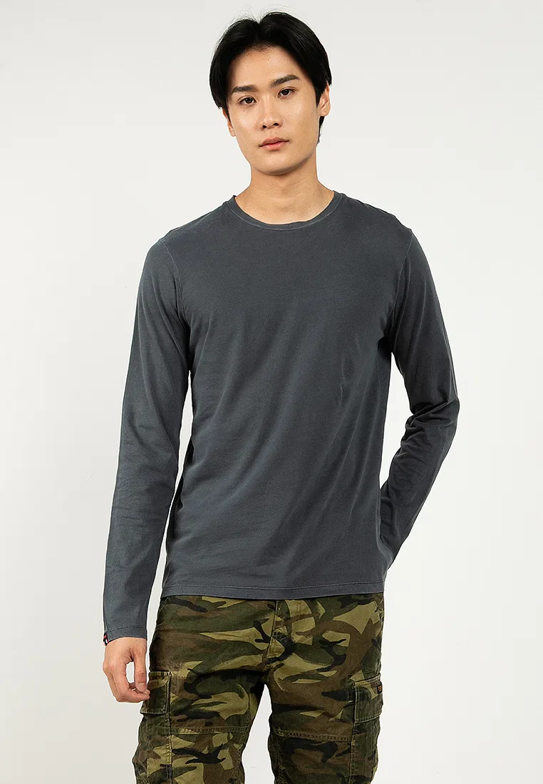 Футболка с длинным рукавом, классическая, Essential, Classic Superdry, темно-синий