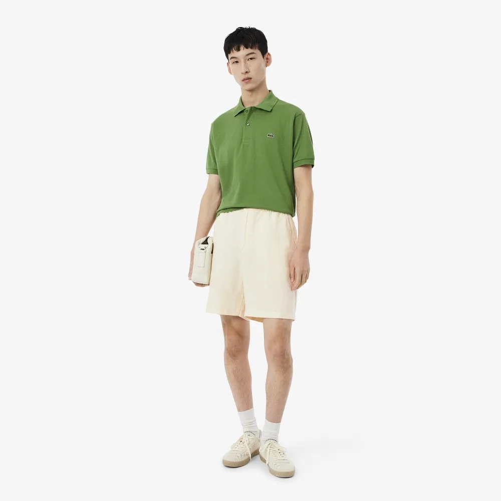 Мужские шорты на резинке из льняной смеси айвори от Lacoste