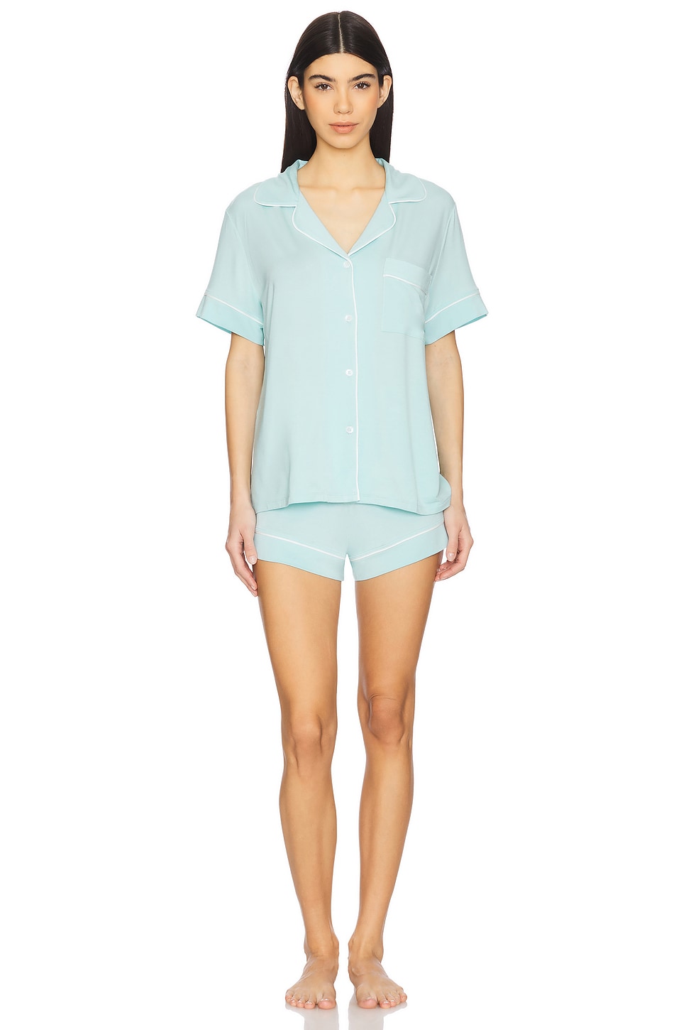 

Комплект пижамы Gisele relaxed short Eberjey, canal blue & ivory