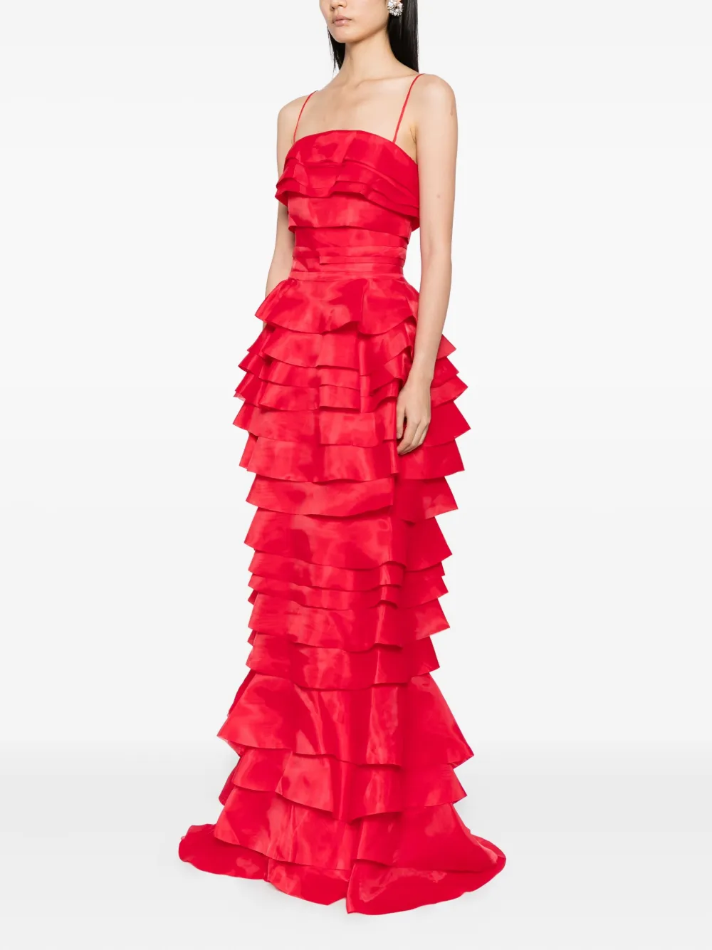 

Многослойное платье из органзы Saiid Kobeisy, красный