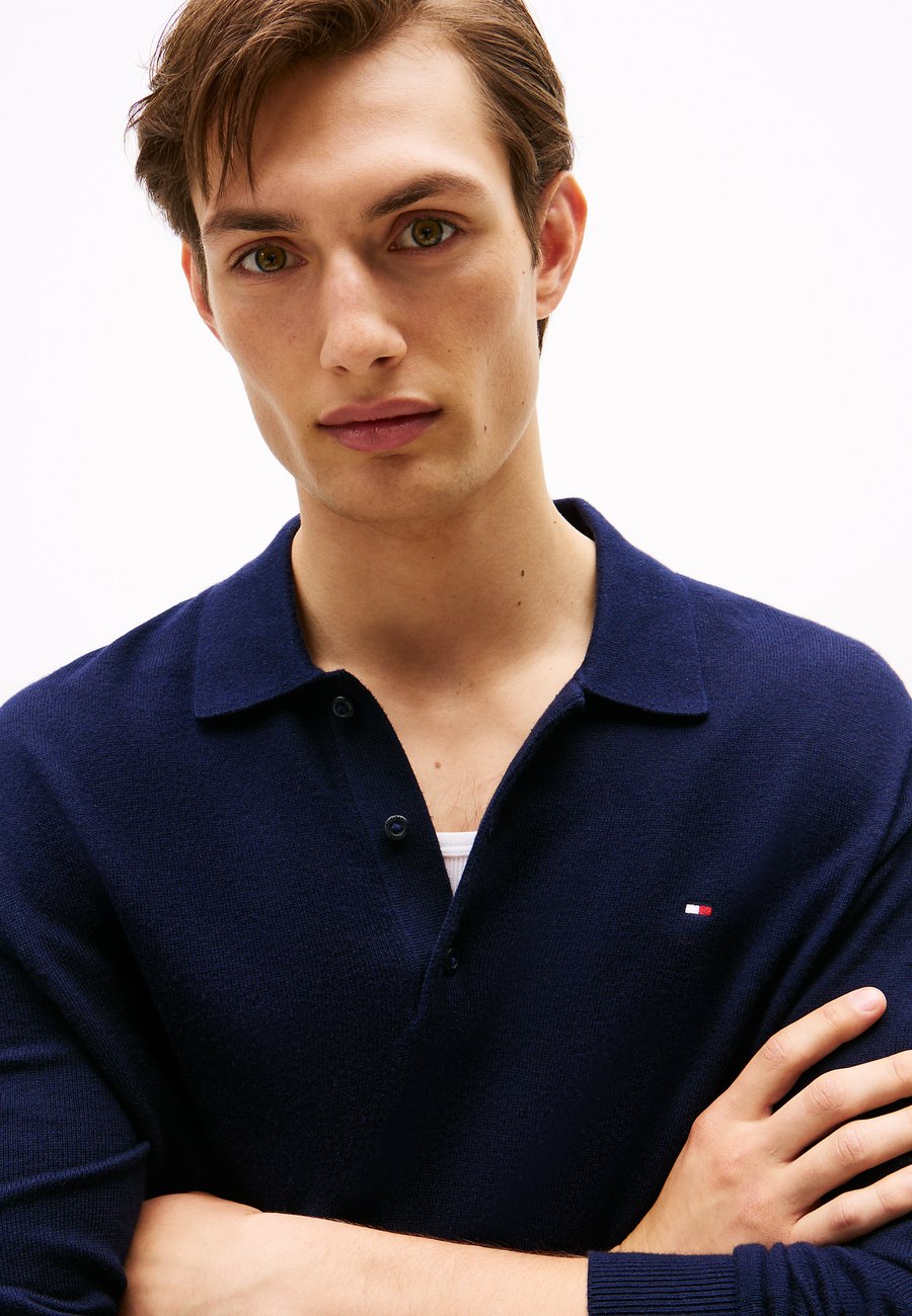 Поло Tommy Hilfiger PIMA ORG CTN CASHMERE LS POLO, Desert Sky/Dark Blue — фото 4