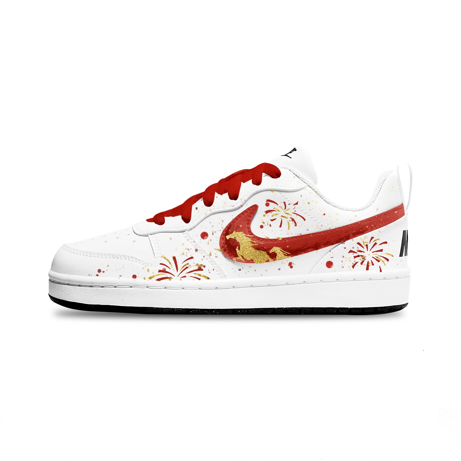 

Court Borough Slip Resistant Abrasion Resistant Low top Kids' Skateboarding Shoes Unisex Nike, белый main body & красный decoration