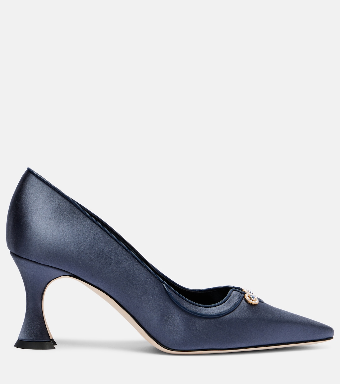 Амала 70 туфли-лодочки из атласа с декором Manolo Blahnik, 4140 Navy — фото 4