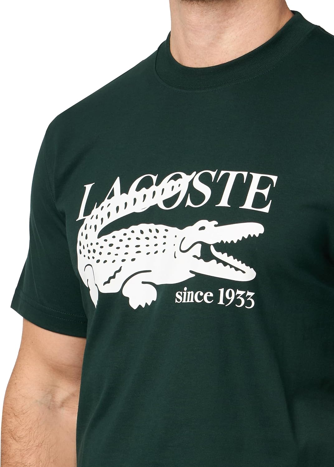 Мужская футболка Lacoste Classic Fit с круглым вырезом и коротким рукавом, фирменная, Sinople — фото 3