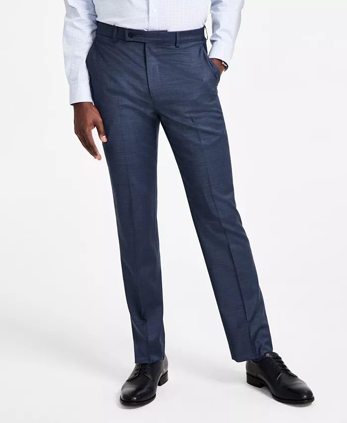 Мужские классические брюки Slim-Fit из шерстяной ткани с добавлением эластана Calvin Klein, синий — фото 3