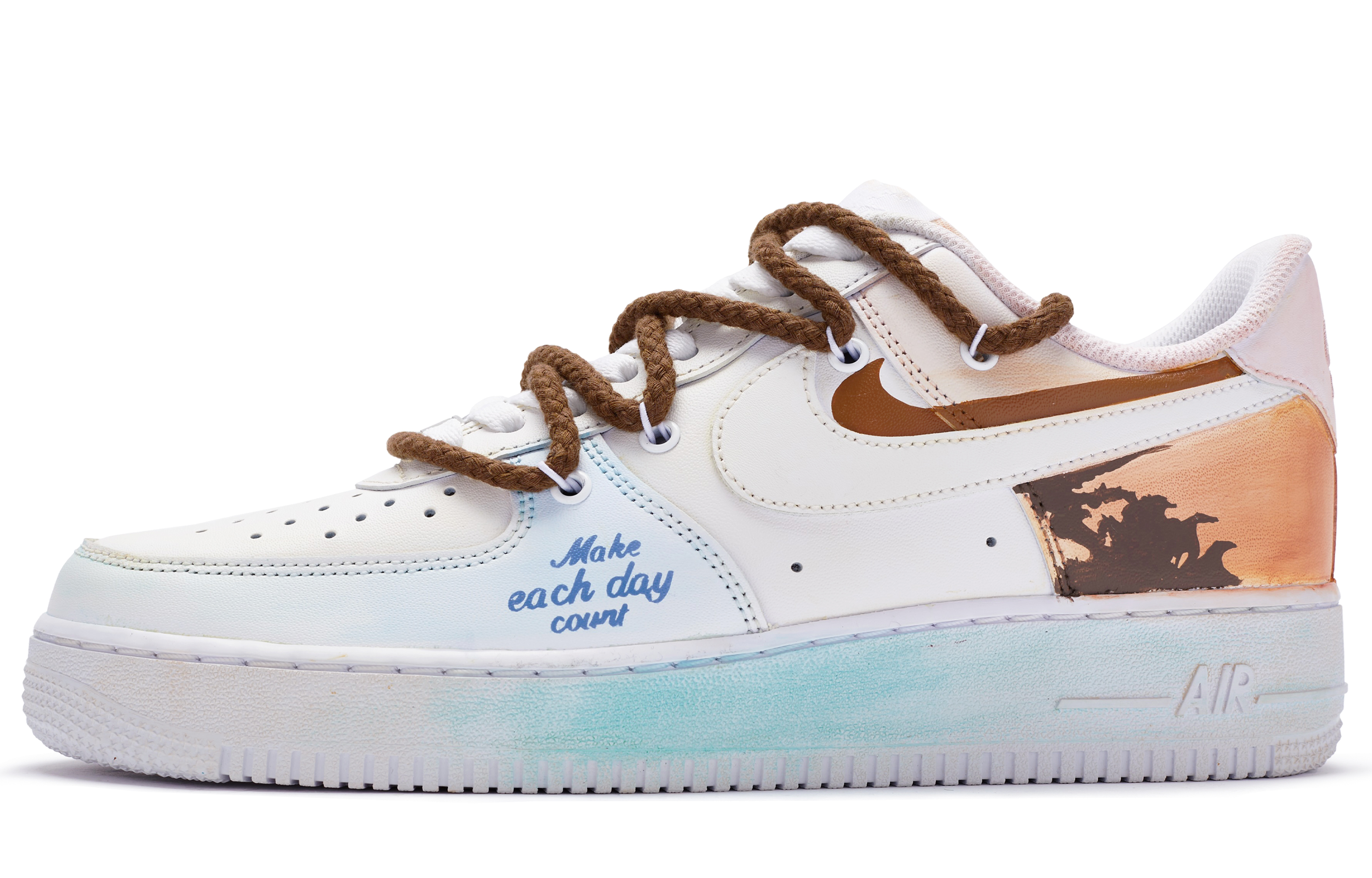 

Кроссовки Nike Air Force 1 Skateboard Shoes Men Low-Top White Blue/Brown