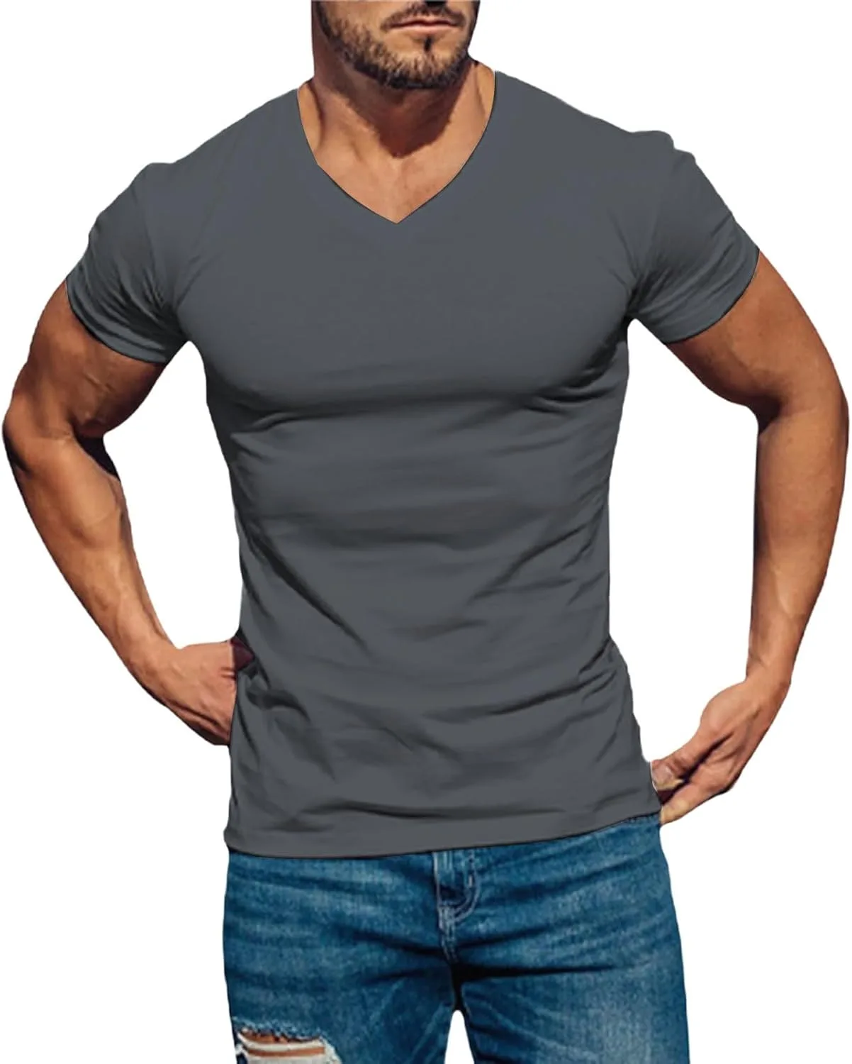 

Мужская майка V-образного выреза с коротким рукавом, легкая, быстросохнущая