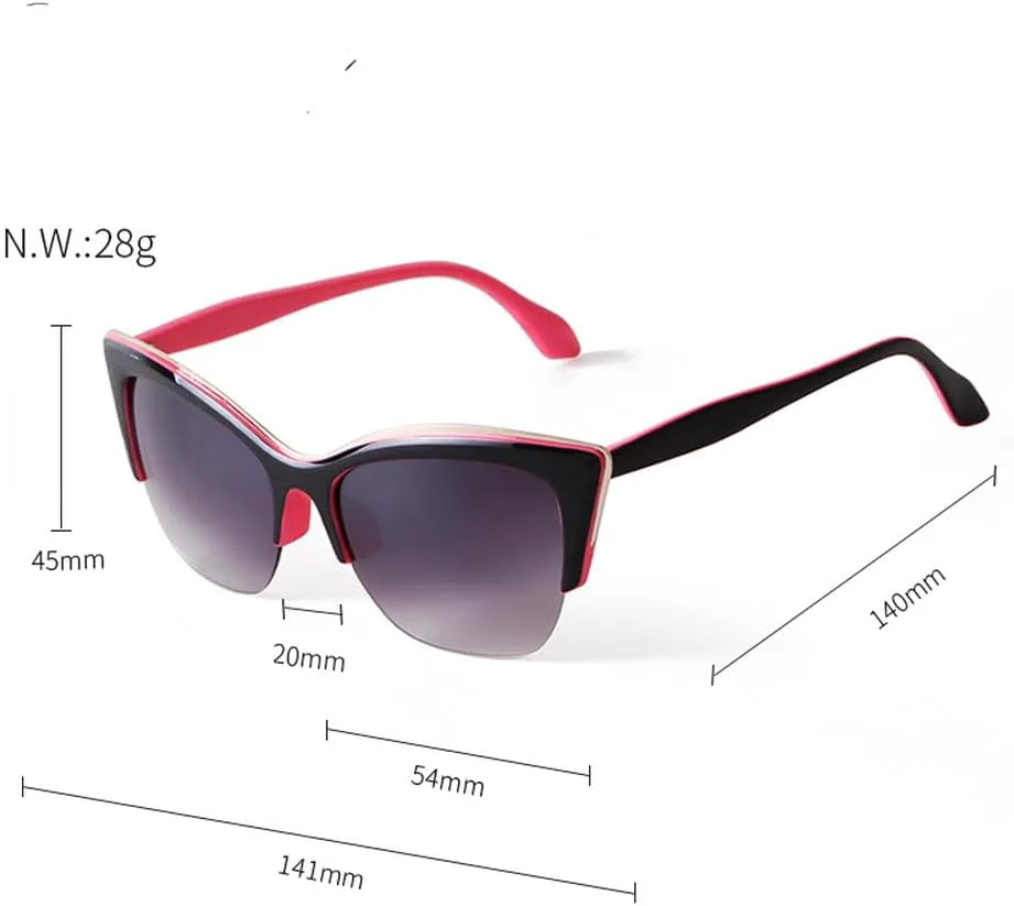 

Винтажные женские солнцезащитные очки «кошачий глаз», полуободковые, модные очки для мужчин и женщин, унисекс, защита от УФ-излучения UV400 HVTVTLA, C2 White