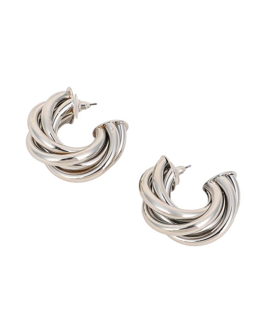 

Женские серьги-полукольца Chunky-Twist, металлизированное серебро SOHI, Silver