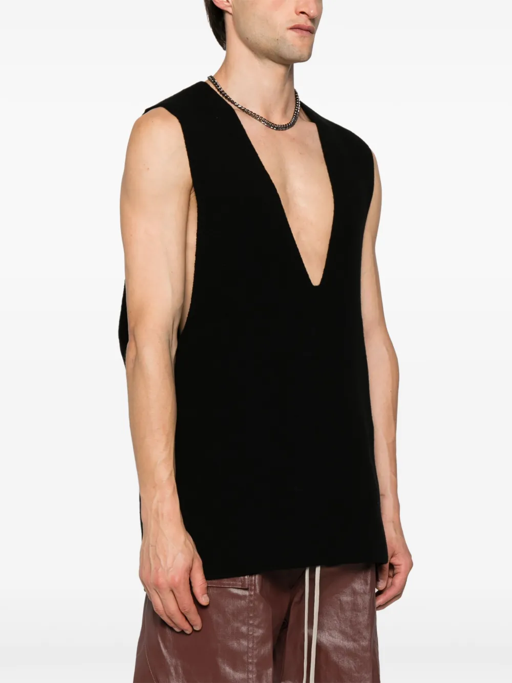 Жилет V Tank тонкой вязки Rick Owens, черный — фото 3