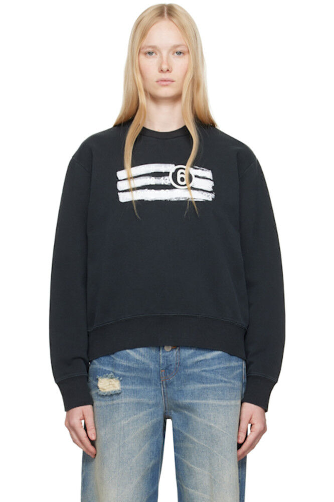

Черная неначесаная толстовка из джерси MM6 Maison Margiela