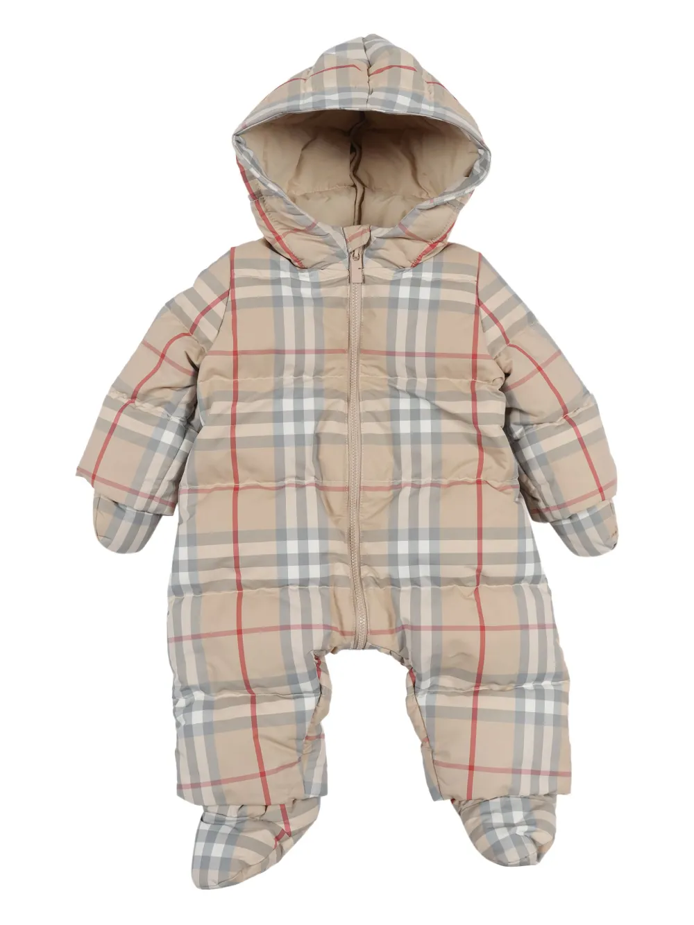 

Стеганый комбинезон в клетку с подкладкой BURBERRY KIDS, нейтральный