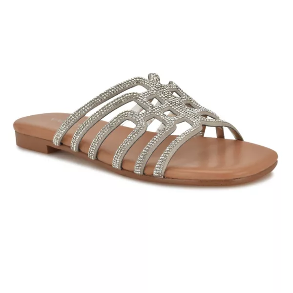 Тимми женские слипоны на плоской подошве с ремешками Nine West, серебряный