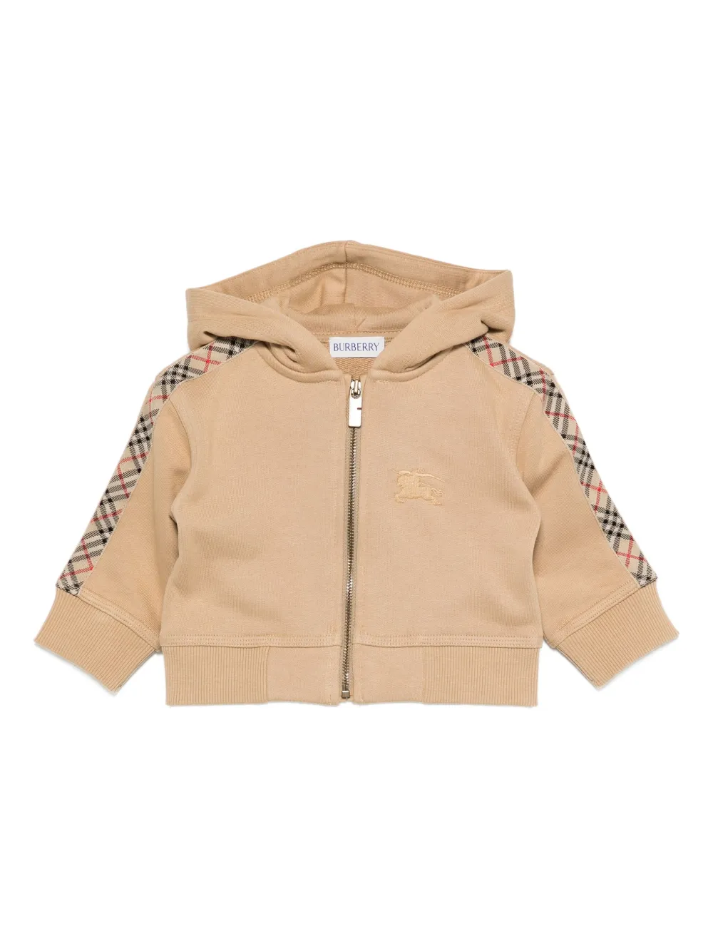 

Топ с капюшоном и клетчатыми вставками BURBERRY KIDS, нейтральный