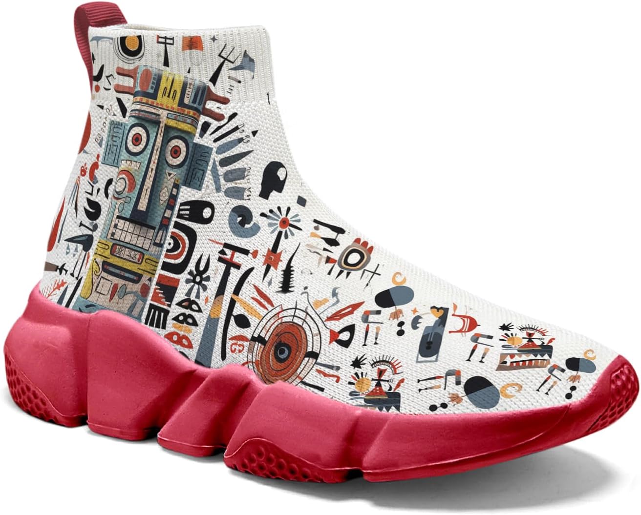 

Мужские вязаные носочные кроссовки Hetios - удобные легкие слипоны для ходьбы, Indian Totem_16