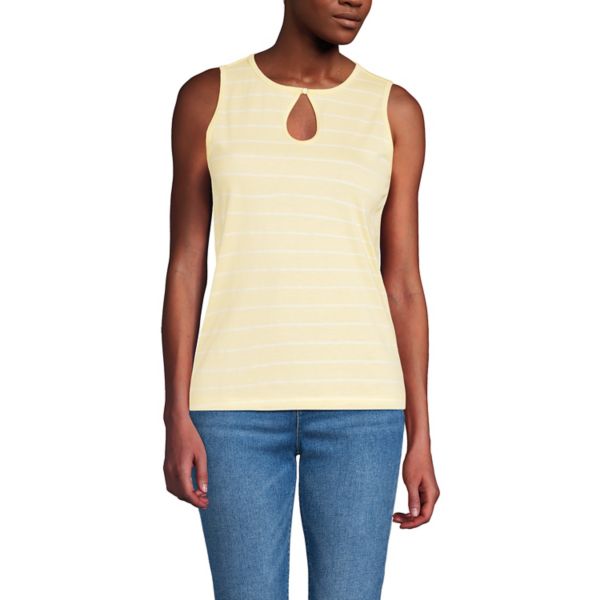 

Женская майка с вырезом Supima Lands' End, цвет yellow ivory stripe