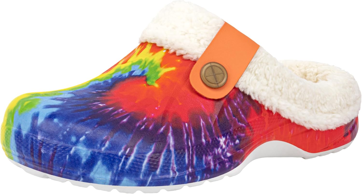 

Женские и мужские сабо ChayChax с меховой подкладкой, супинатором из памяти формы, теплые пушистые тапочки, зимние, водонепроницаемые, для дома и улицы, Tie Dye