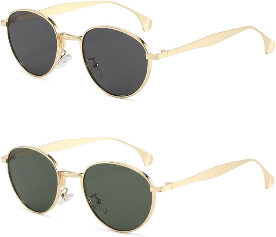 

Металлические круглые панк-солнцезащитные очки для женщин, роскошные винтажные солнцезащитные очки в маленькой оправе для женщин, очки для активного отдыха SZVVBKK, 2pcs Z01