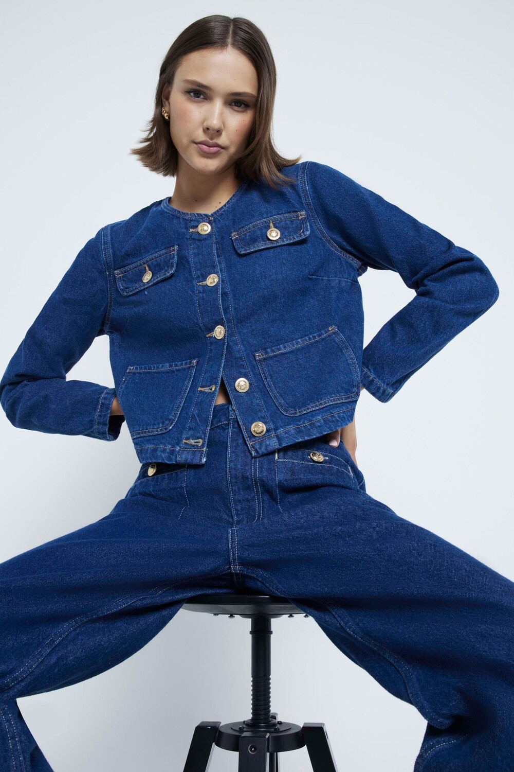 

Джинсовая куртка Trophy из 100% хлопка River Island, синий