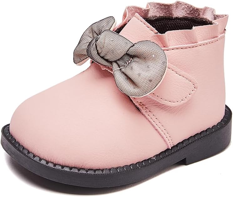 

Детские ботинки LIZISHU для девочек, мягкие кожаные ботильоны с бантом, пинетки для малышей от 6 до 24 месяцев, первые ходунки, Pink