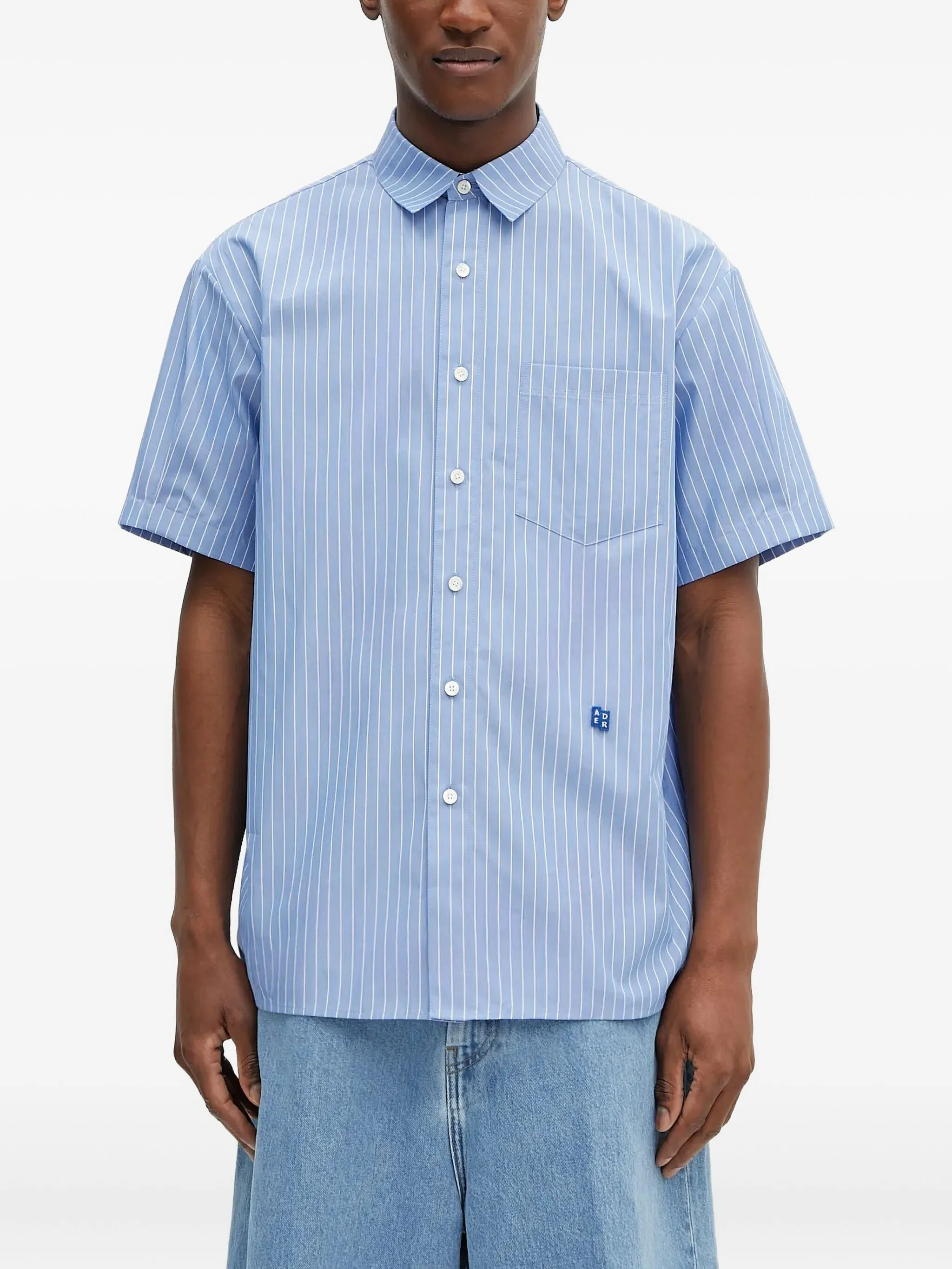 

Полосатая рубашка с короткими рукавами Ader Error, синий
