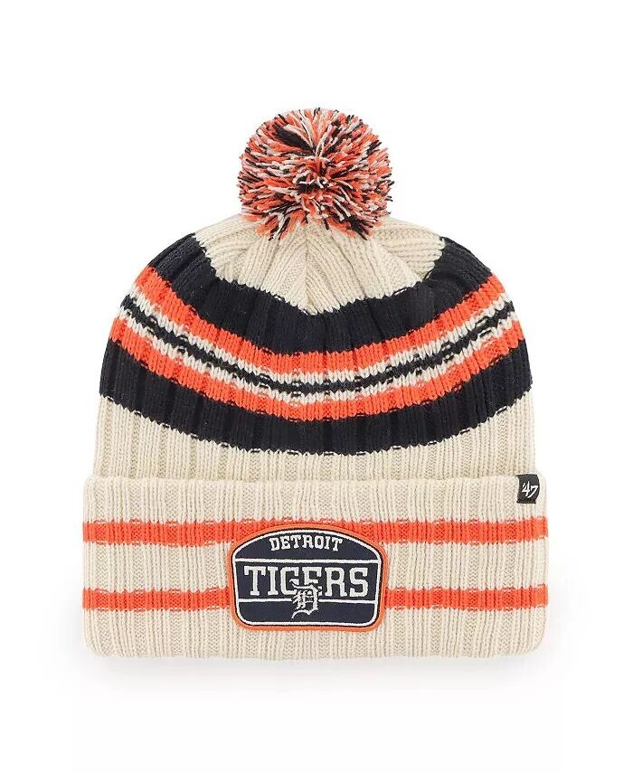 

Мужская вязаная шапка с манжетами и помпоном Detroit Tigers Home из натуральных материалов '47 Brand