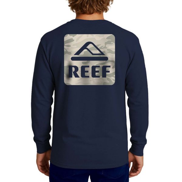 

Мужская строгая футболка с длинным рукавом и принтом Reef, синий